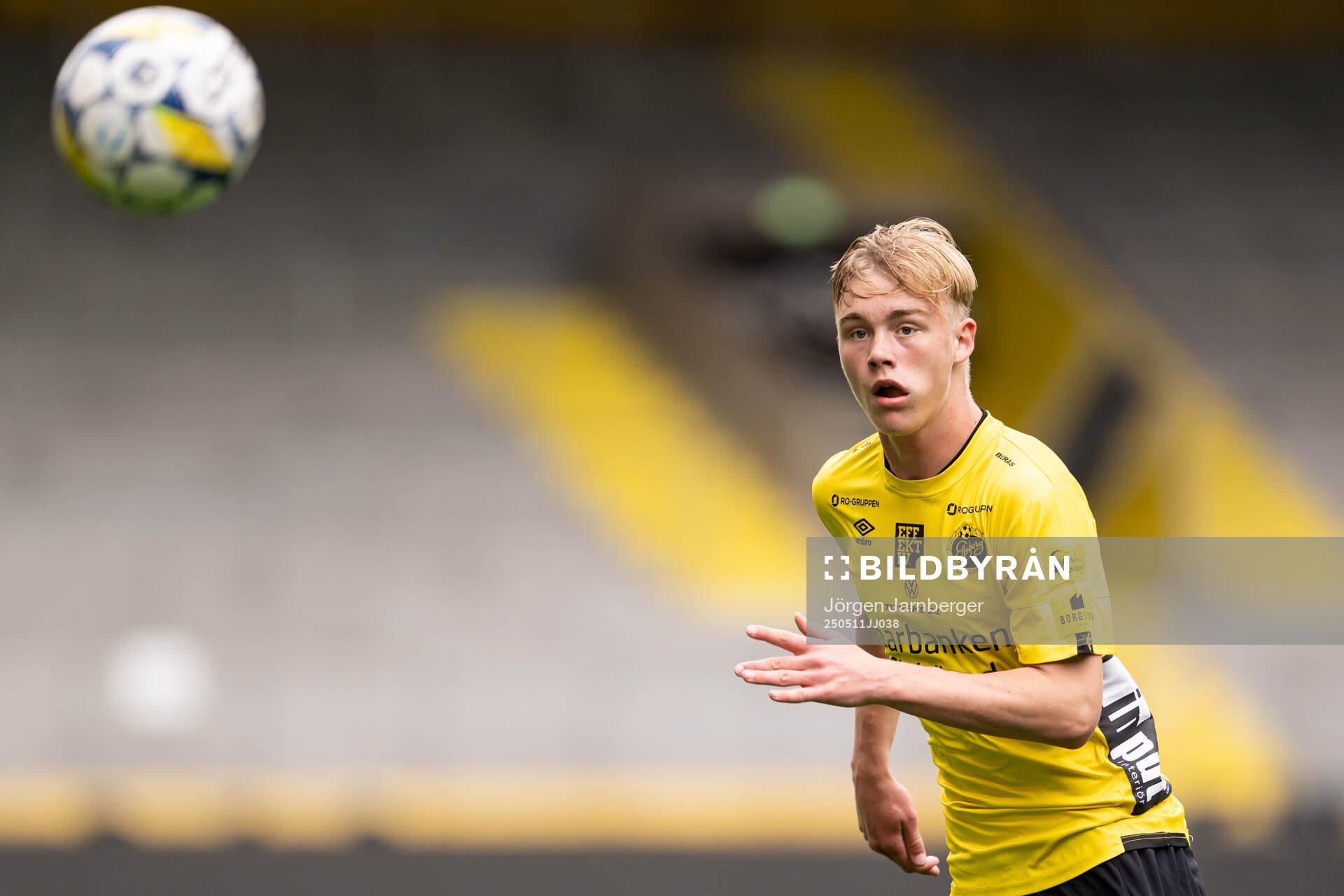 Elfsborgs Max Eric Johansson under fotbollsmatchen i P17 Allsvenskan Södra mellan Elfsborg och Örebro den 11 maj 2025 i Borås.