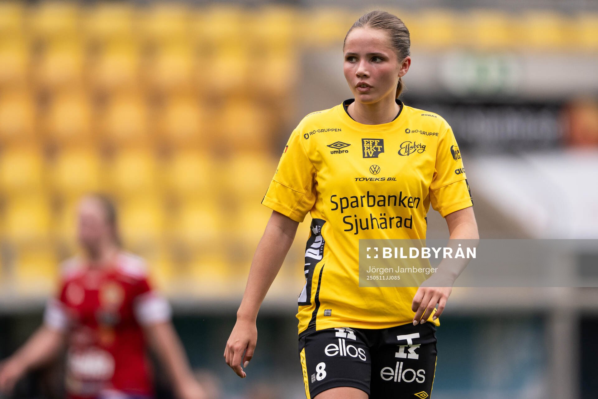 Elfsborgs Stella Holmén under fotbollsmatchen i Div 3, Västra, Dam mellan Elfsborg och Gautiod den 11 maj 2025 i Borås. 