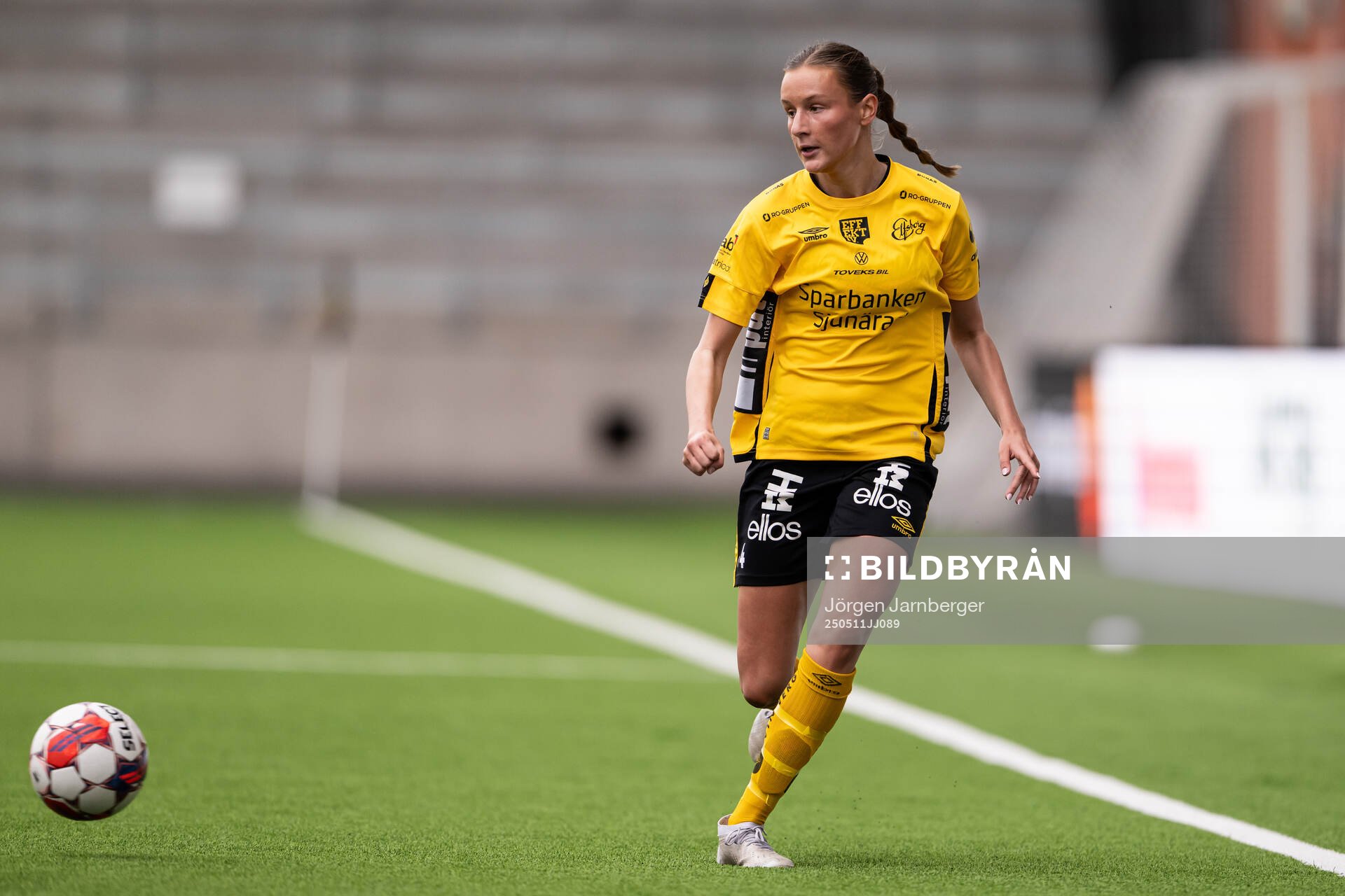 Elfsborgs Holly Neumann under fotbollsmatchen i Div 3, Västra, Dam mellan Elfsborg och Gautiod den 11 maj 2025 i Borås. 