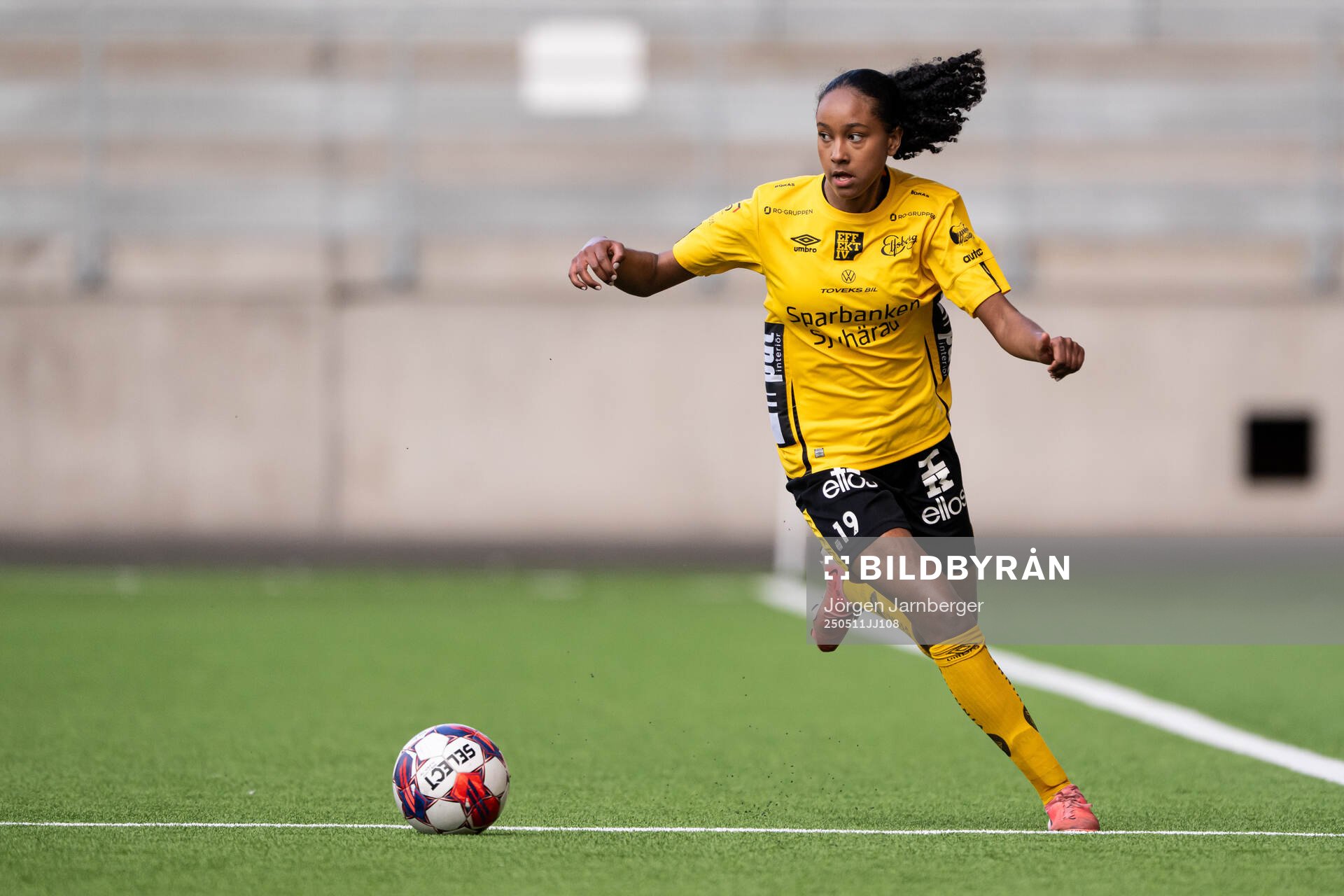 Elfsborgs Stella Johansson under fotbollsmatchen i Div 3, Västra, Dam mellan Elfsborg och Gautiod den 11 maj 2025 i Borås. 