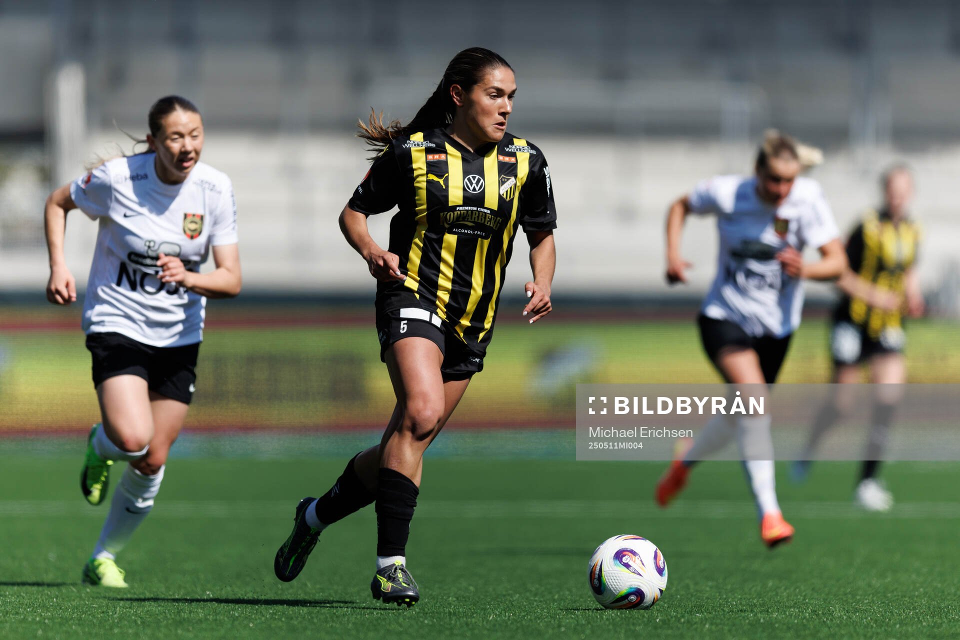 Häckens Mary Caroline Wickenheiser under fotbollsmatchen i Damallsvenskan mellan Häcken och Brommapojkarna den 11 maj 2025 i Göteborg.