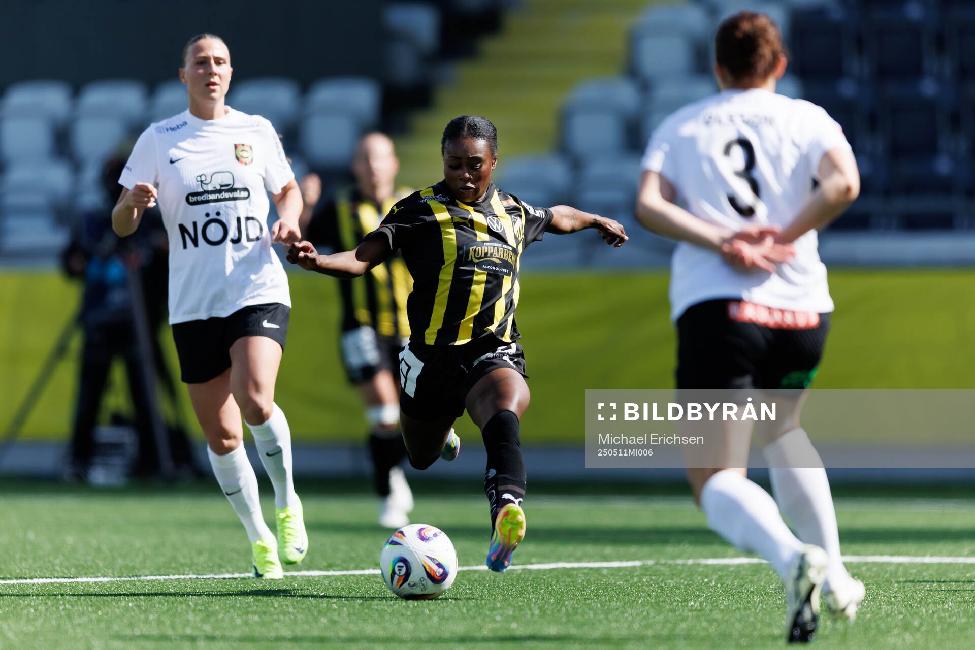 Häckens Monica Jusu Bah under fotbollsmatchen i Damallsvenskan mellan Häcken och Brommapojkarna den 11 maj 2025 i Göteborg. 