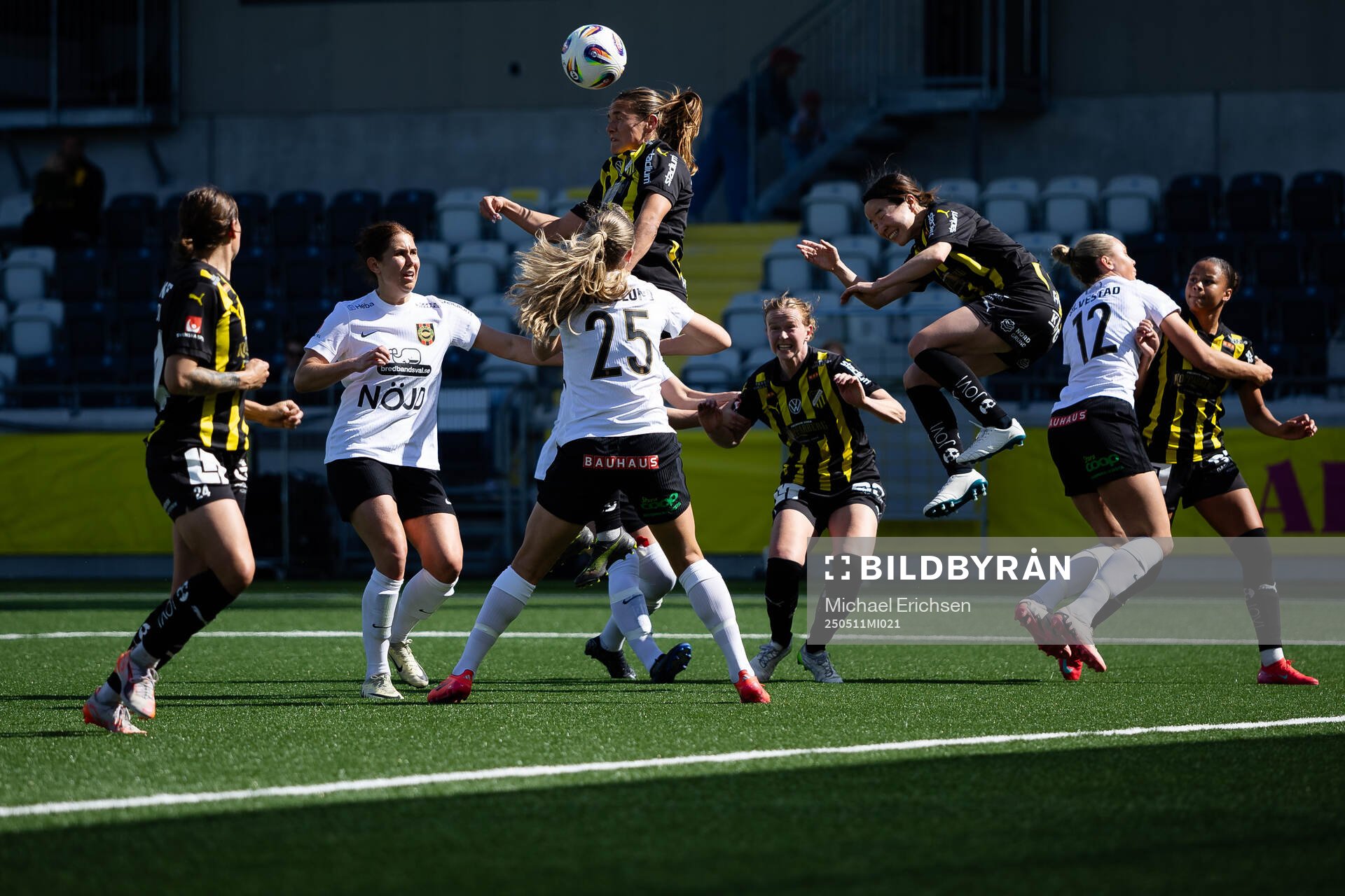 Häckens Mary Caroline Wickenheiser under fotbollsmatchen i Damallsvenskan mellan Häcken och Brommapojkarna den 11 maj 2025 i Göteborg.