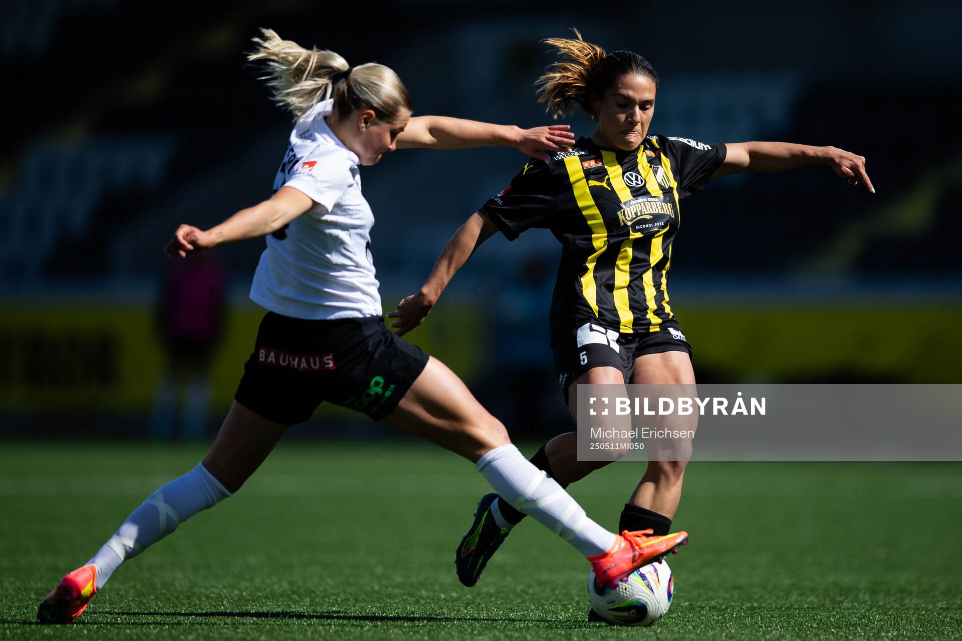 Häckens Mary Caroline Wickenheiser under fotbollsmatchen i Damallsvenskan mellan Häcken och Brommapojkarna den 11 maj 2025 i Göteborg.