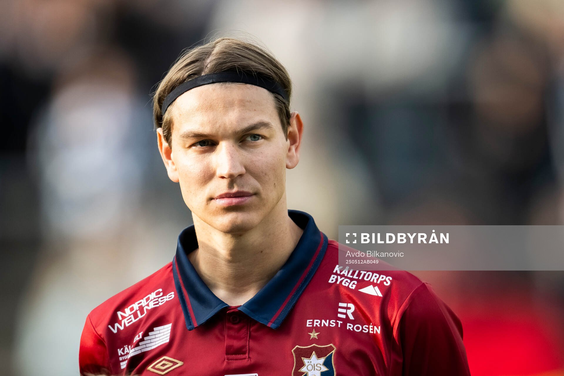 Örgrytes Noah Christoffersson under fotbollsmatchen i Superettan mellan Landskrona och Örgryte den 12 maj 2025 i Landskrona. 