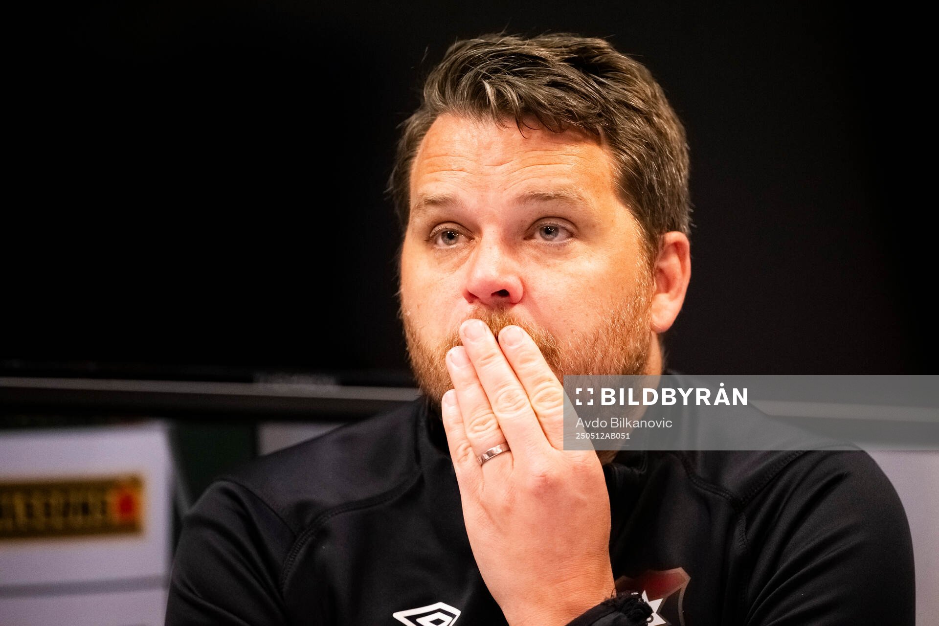 Örgrytes tränare Andreas Holmberg under fotbollsmatchen i Superettan mellan Landskrona och Örgryte den 12 maj 2025 i Landskrona. 