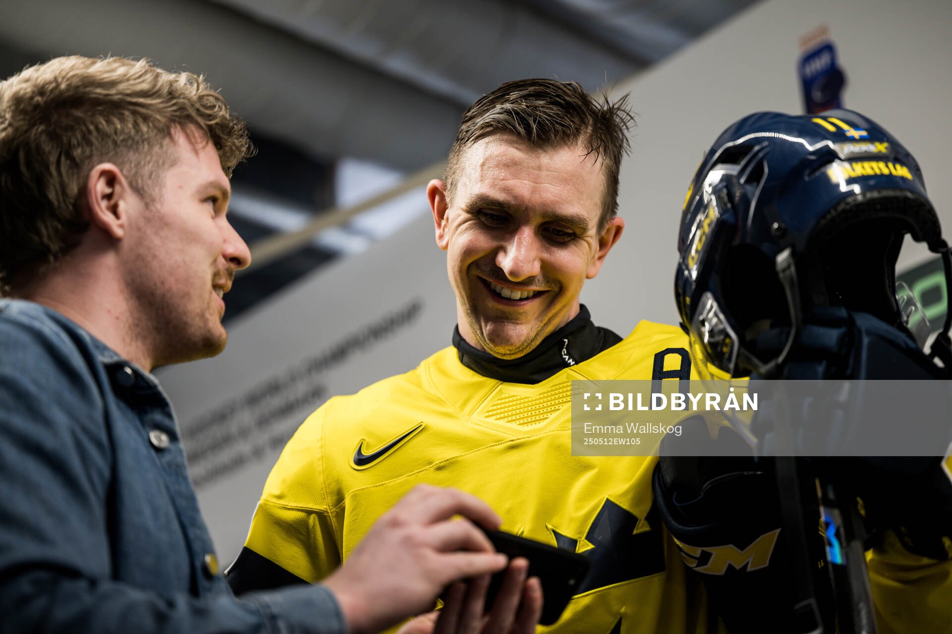 Mikael Backlund of Sweden is being interviewed