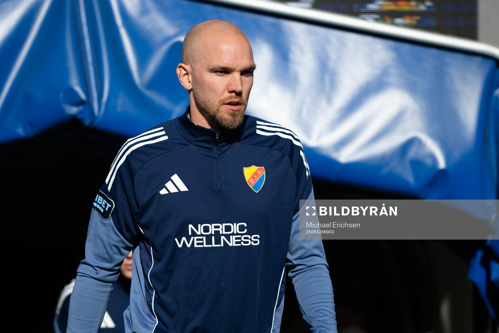 Djurgårdens Marcus Danielson inför fotbollsmatchen i Allsvenskan mellan IFK Göteborg och Djurgården den 12 maj 2025 i Göteborg. 