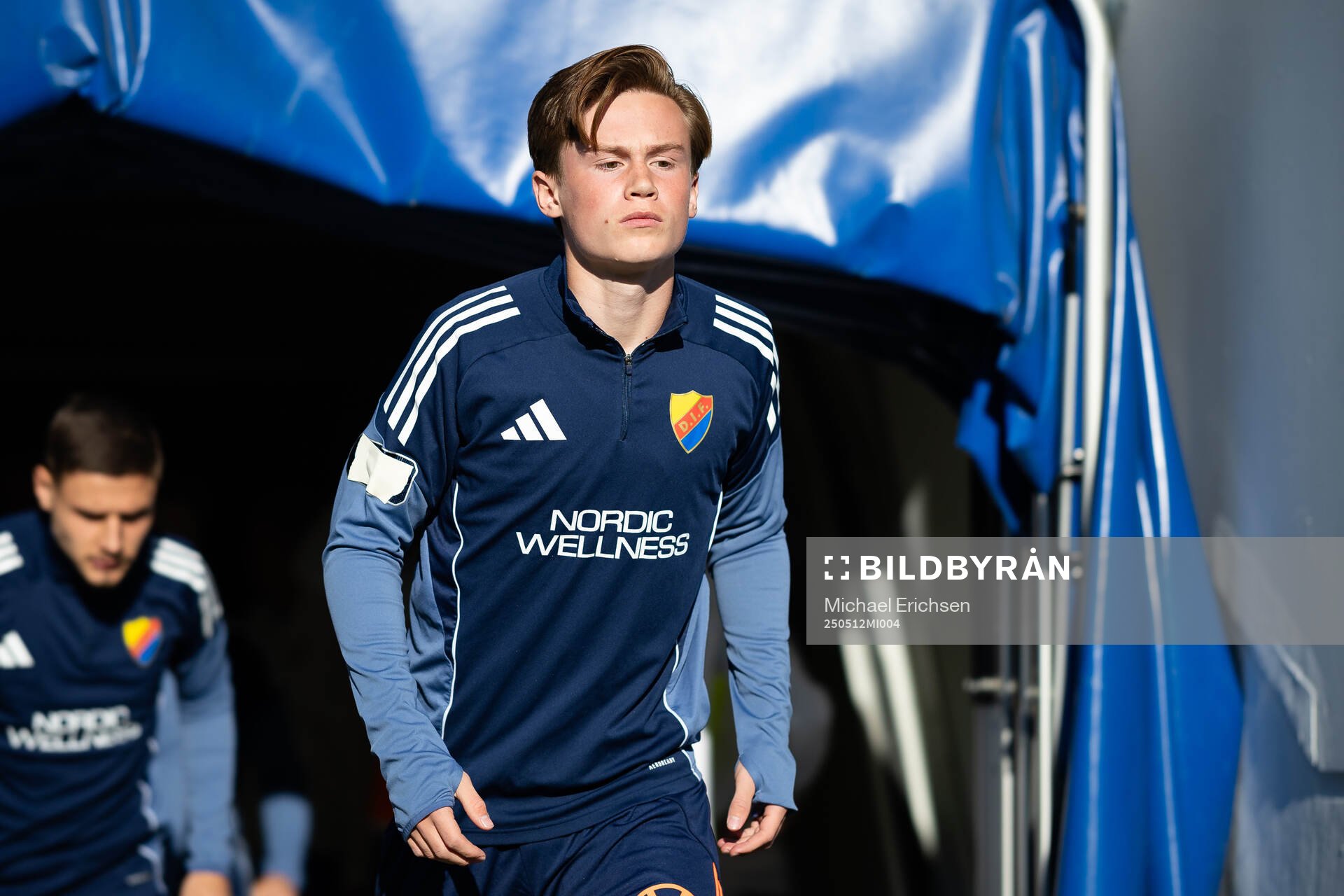 Djurgårdens Alexander Andersson inför fotbollsmatchen i Allsvenskan mellan IFK Göteborg och Djurgården den 12 maj 2025 i Göteborg.