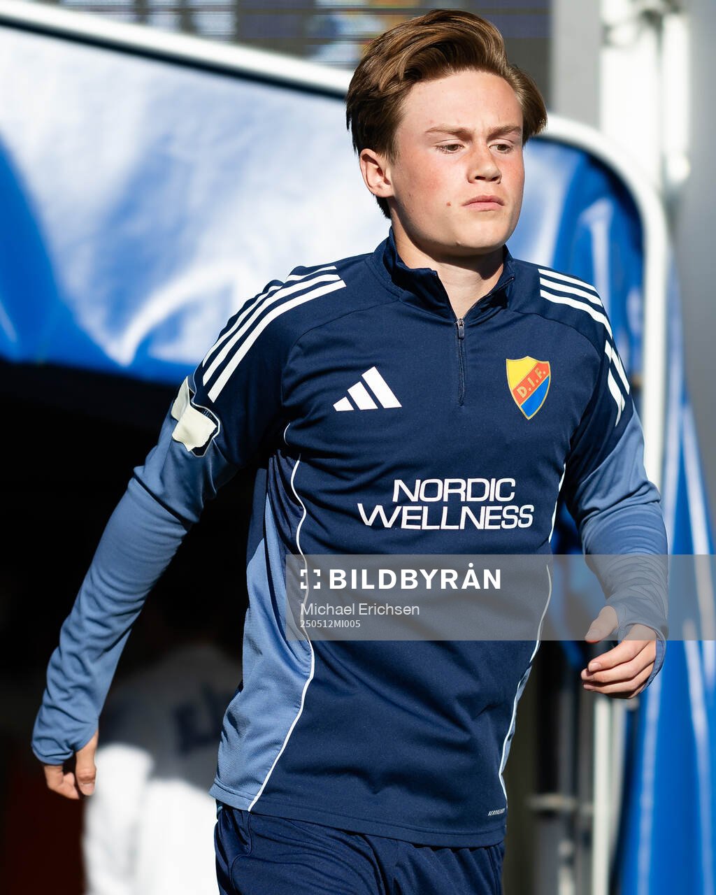 Djurgårdens Alexander Andersson inför fotbollsmatchen i Allsvenskan mellan IFK Göteborg och Djurgården den 12 maj 2025 i Göteborg.