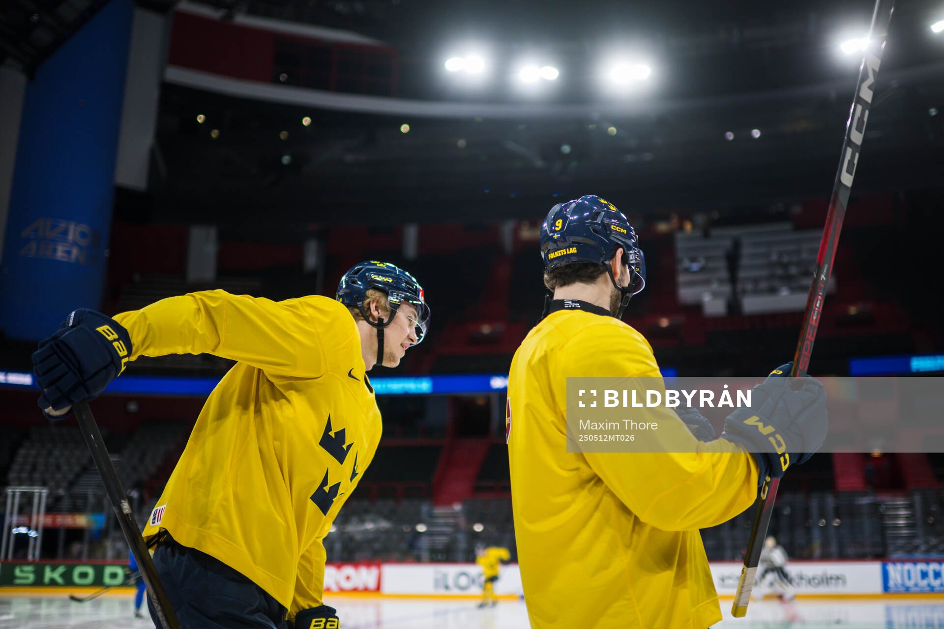 Simon Edvinsson and Filip Forsberg of Sweden at a practice