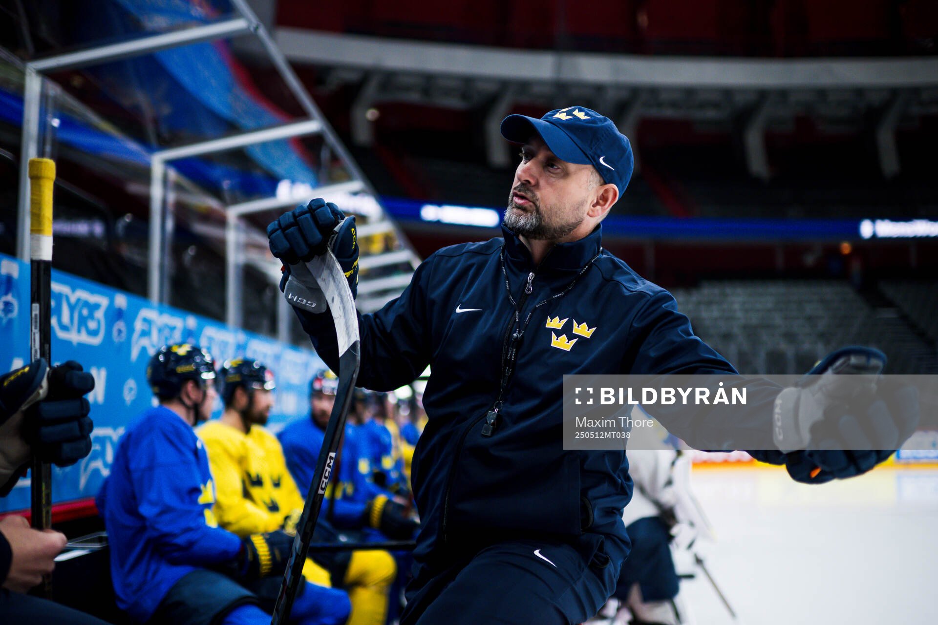 Assistant coach Anders Sörensen of Sweden at a practice