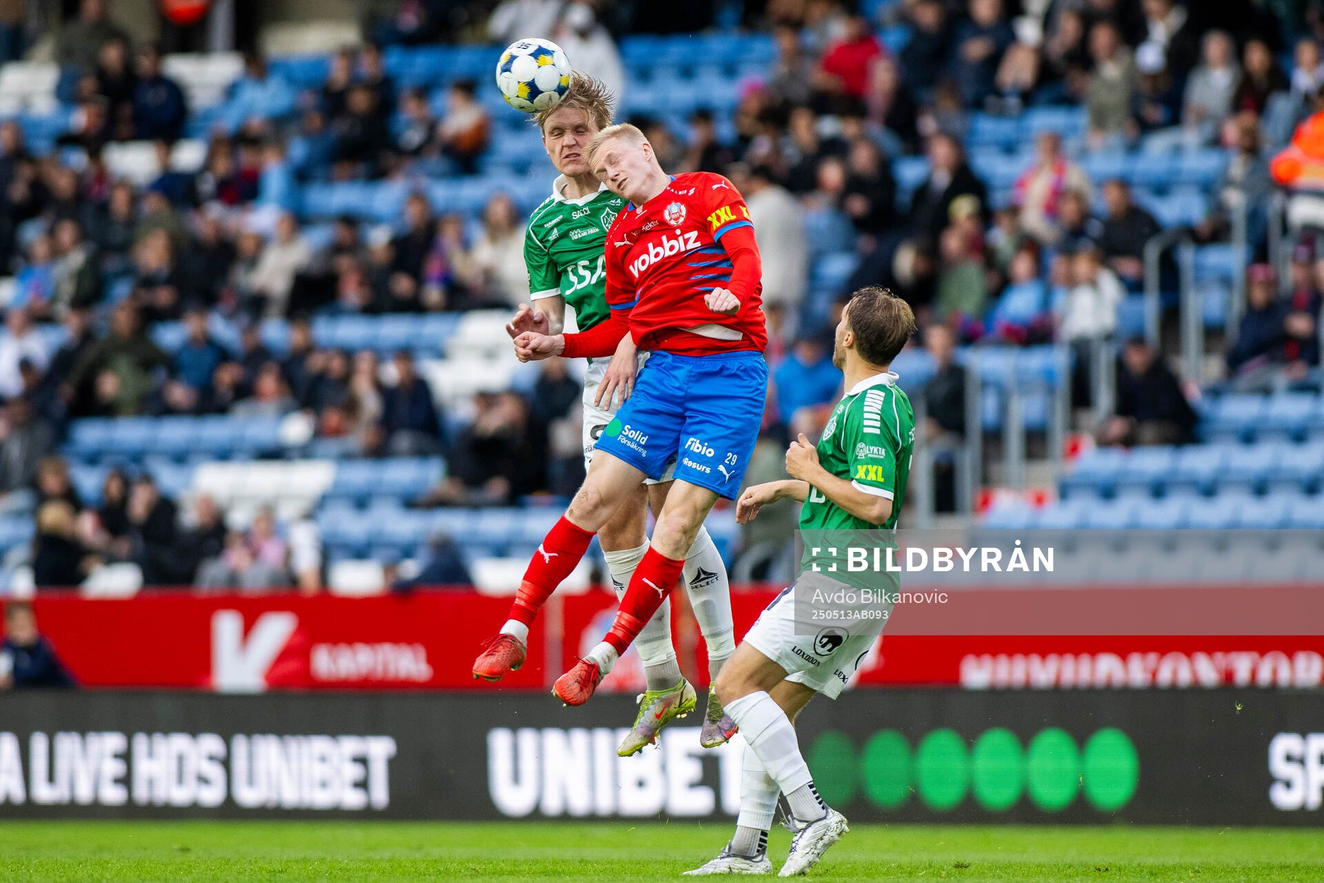 Helsingborgs Oscar Aga under fotbollsmatchen i Superettan mellan Helsingborg och Brage den 13 maj 2025 i Helsingborg. 