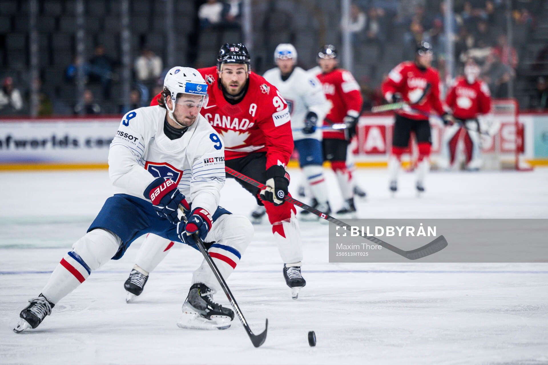 Alexandre Texier of France and Ryan O’Reilly of Canada