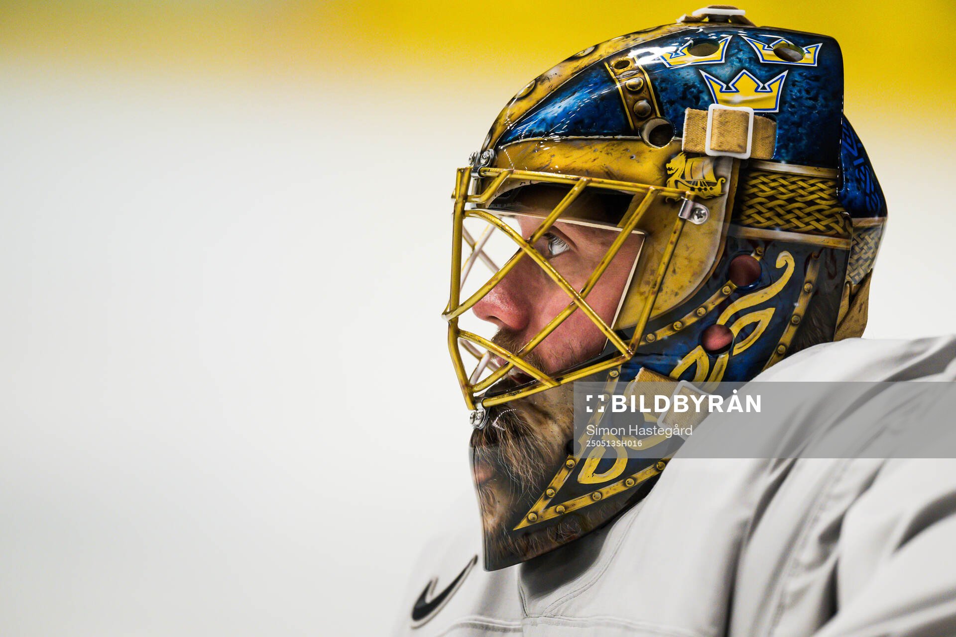 Goaltender Jacob Markström of Sweden at a practice session