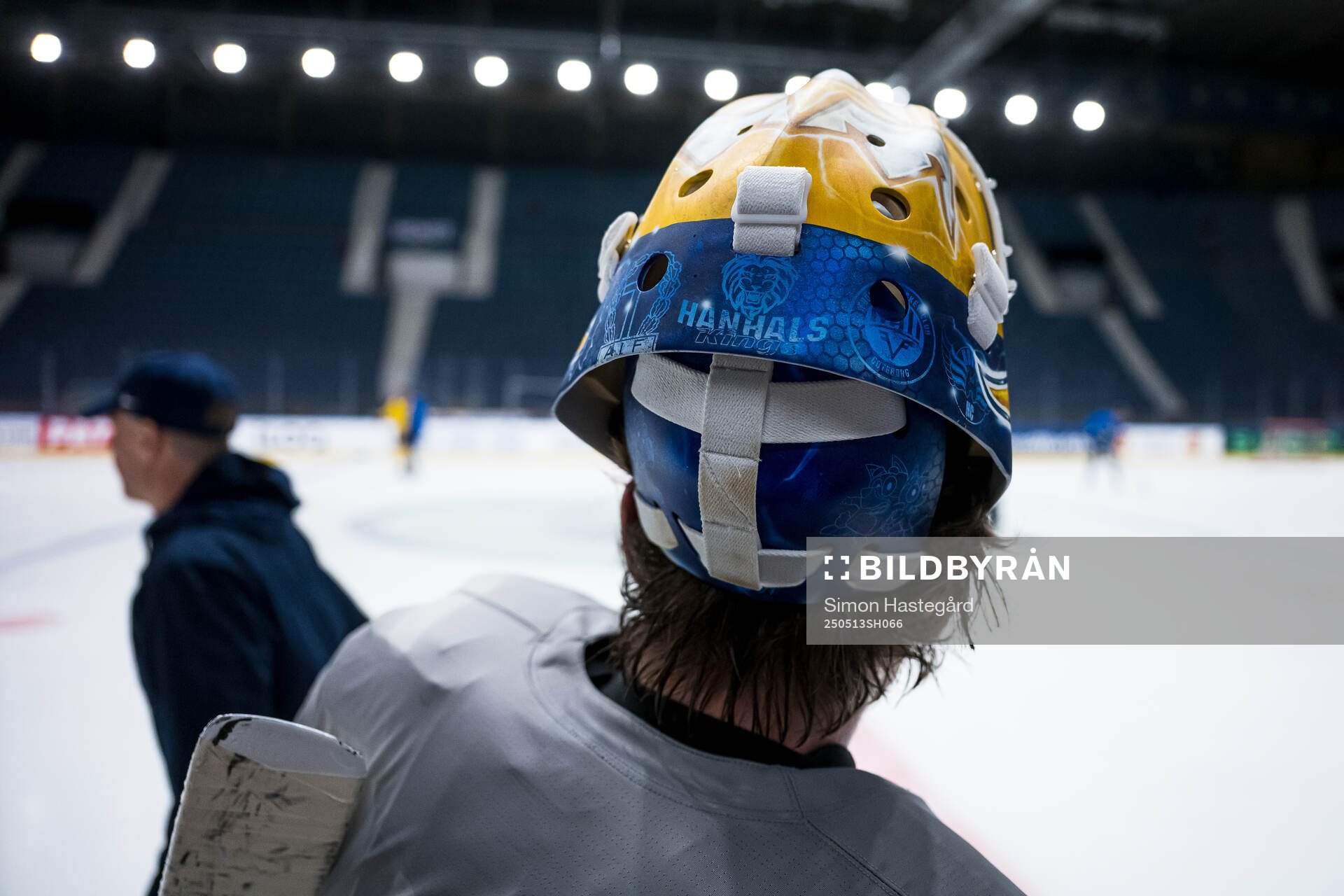 Goaltender Arvid Söderblom at a practice session