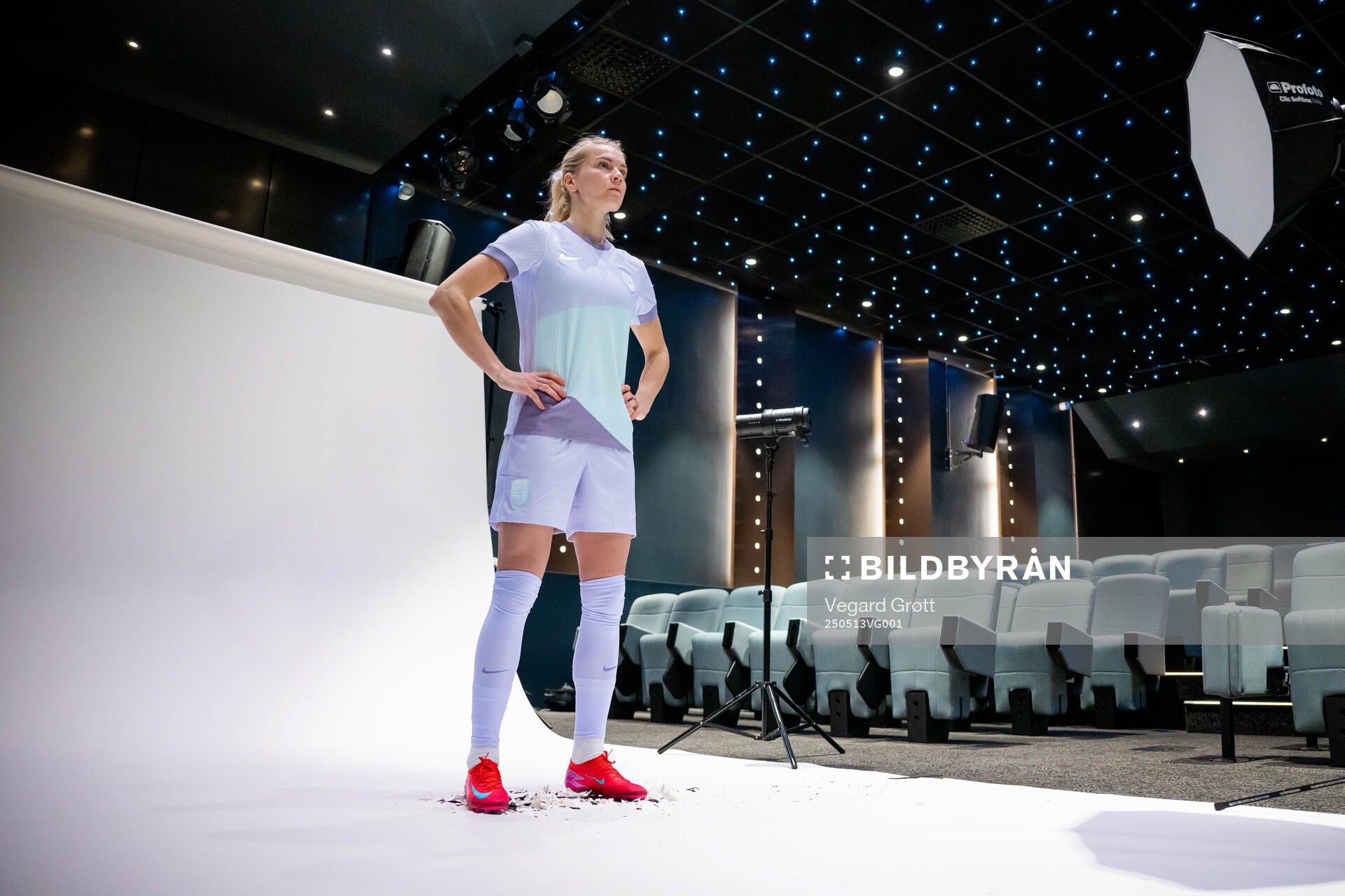 Ada Hegerberg of the Norwegian women's national football team poses for a portrait on February 18, 2025 in Toulouse. 