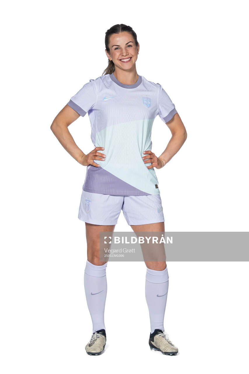Tuva Hansen of the Norwegian women's national football team poses for a portrait on April 6, 2025 in Oslo. 