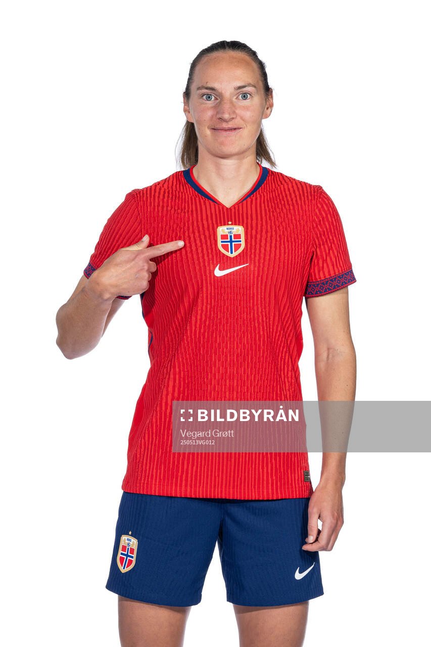 Marit Bratberg Lund of the Norwegian women's national football team poses for a portrait on February 18, 2025 in Toulouse. 