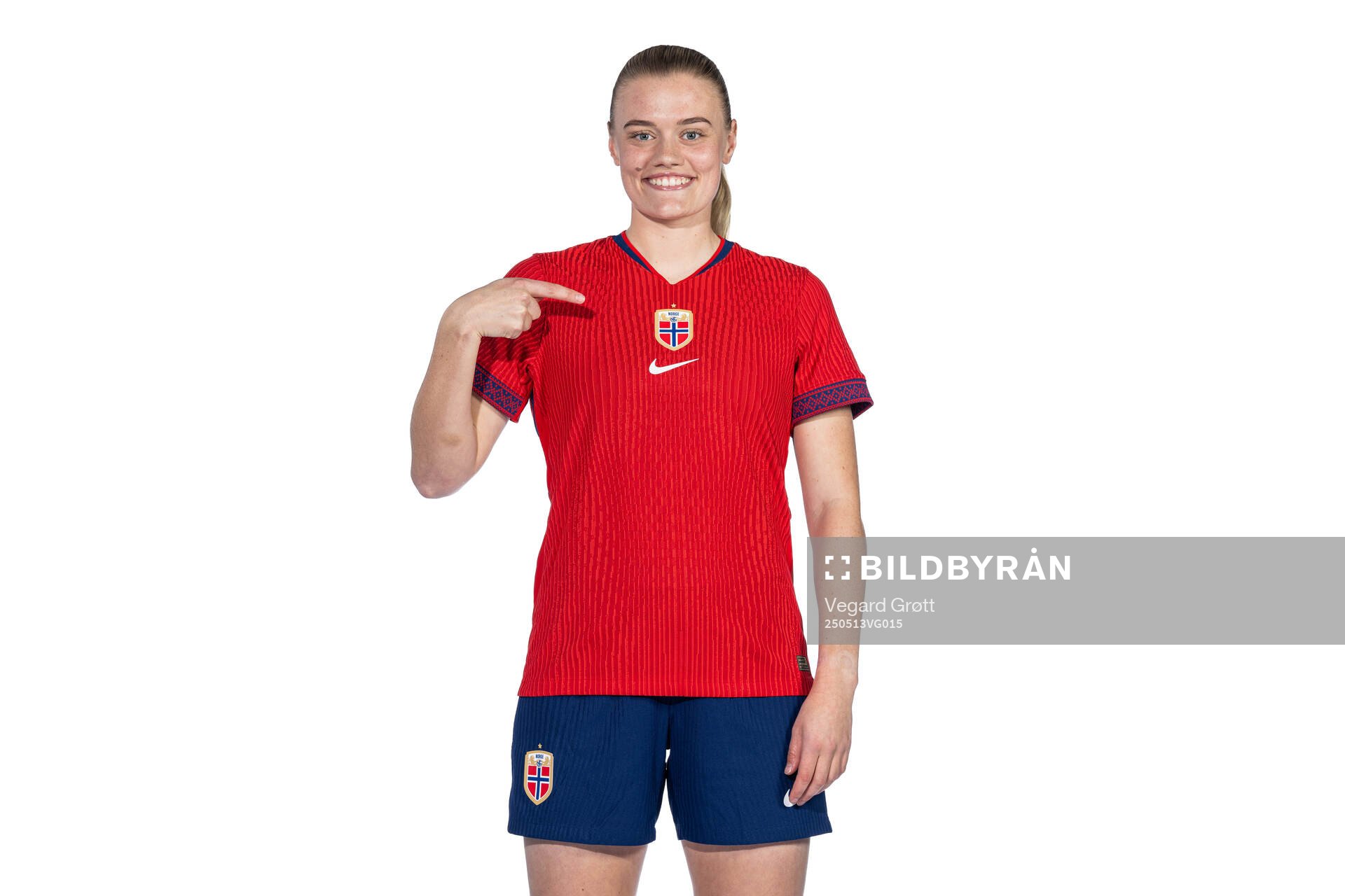 Mathilde Harviken of the Norwegian women's national football team poses for a portrait on February 18, 2025 in Toulouse. 