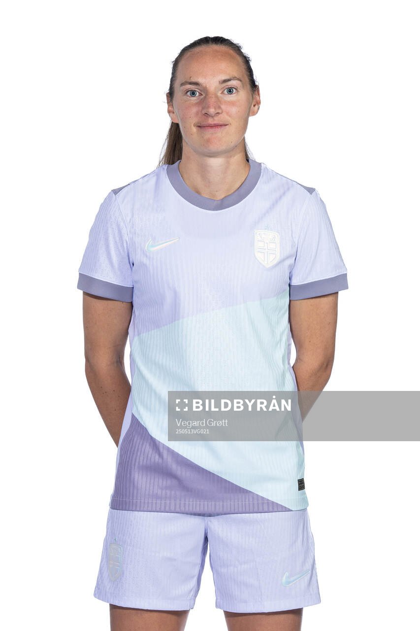 Marit Bratberg Lund of the Norwegian women's national football team poses for a portrait on February 18, 2025 in Toulouse. 