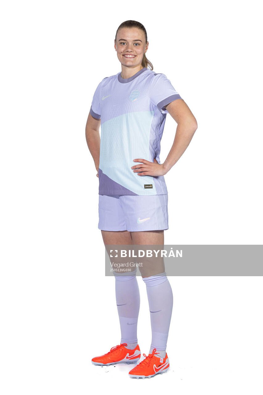 Mathilde Harviken of the Norwegian women's national football team poses for a portrait on February 18, 2025 in Toulouse. 