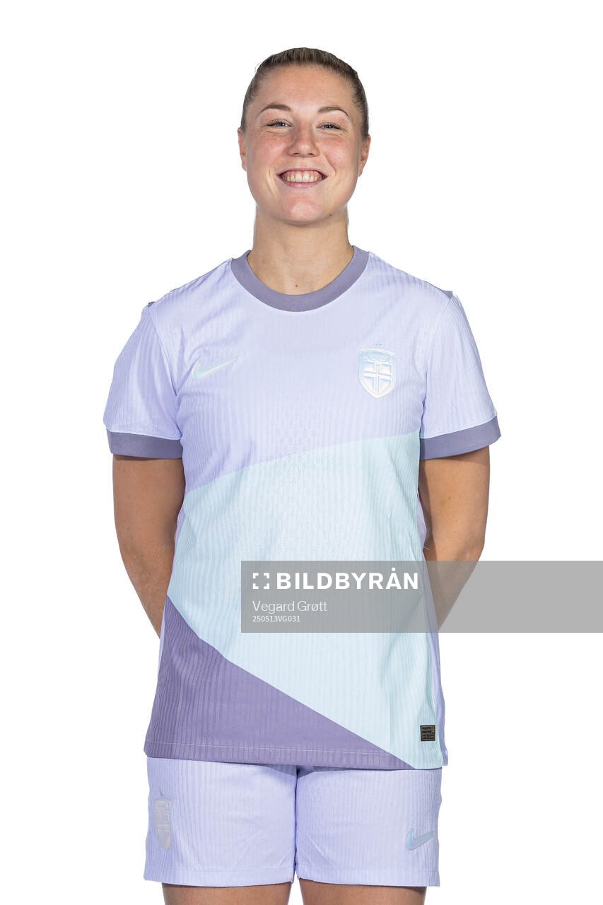 Sophie Román Haug of the Norwegian women's national football team poses for a portrait on February 18, 2025 in Toulouse. 