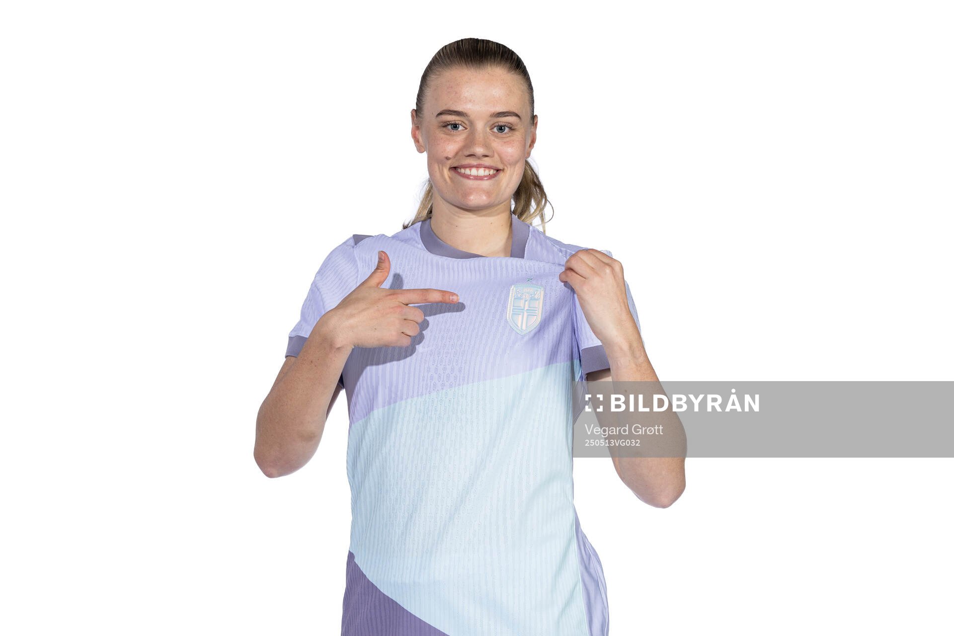 Mathilde Harviken of the Norwegian women's national football team poses for a portrait on February 18, 2025 in Toulouse. 