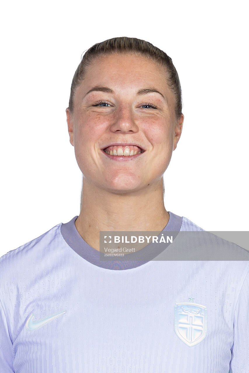 Sophie Román Haug of the Norwegian women's national football team poses for a portrait on February 18, 2025 in Toulouse. 