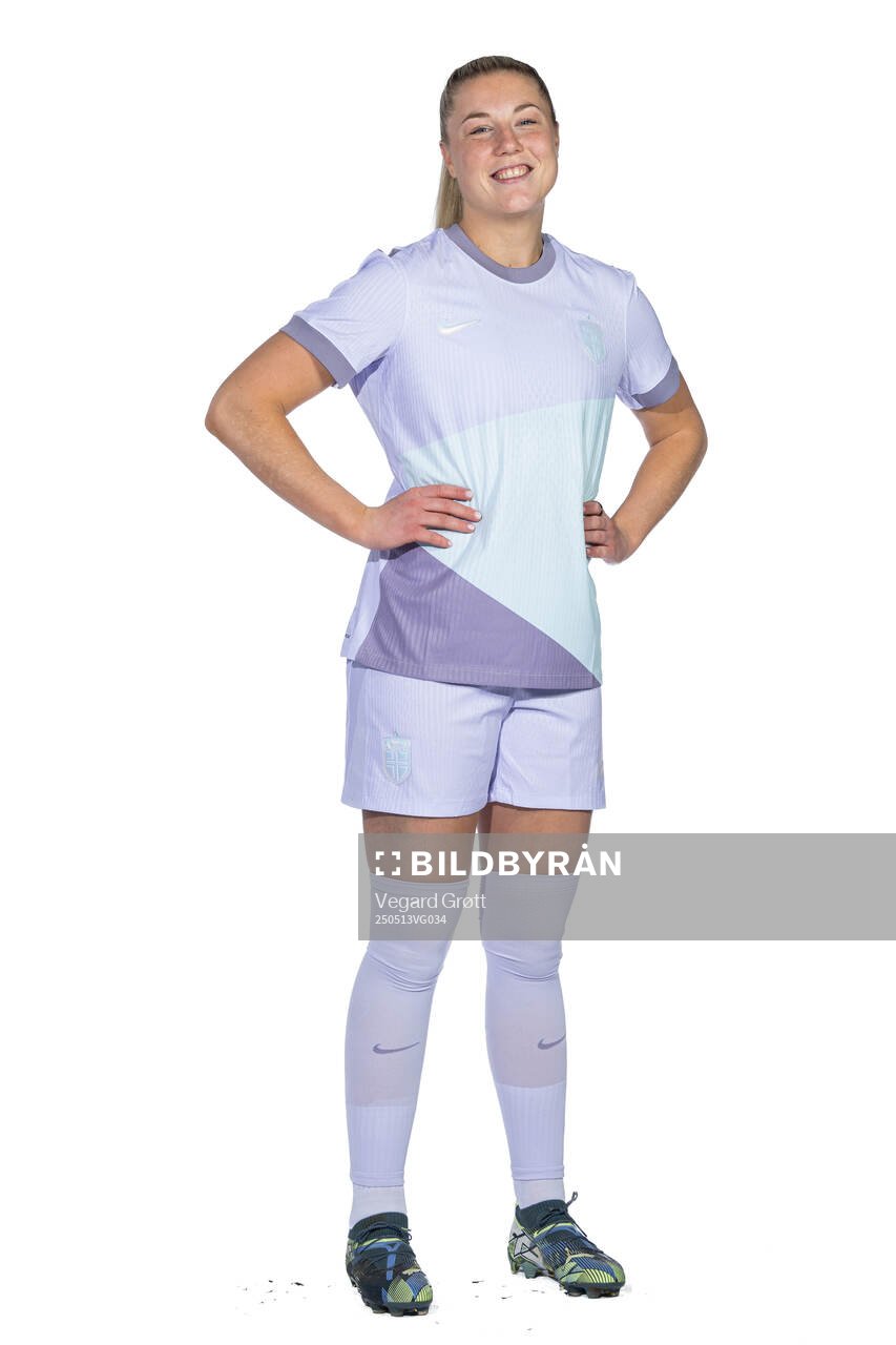 Sophie Román Haug of the Norwegian women's national football team poses for a portrait on February 18, 2025 in Toulouse. 