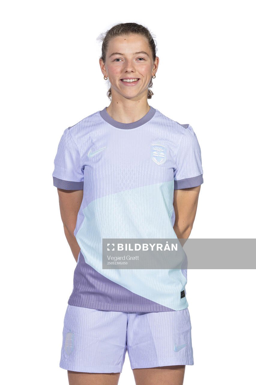 Justine Kielland of the Norwegian women's national football team poses for a portrait on February 18, 2025 in Toulouse. 