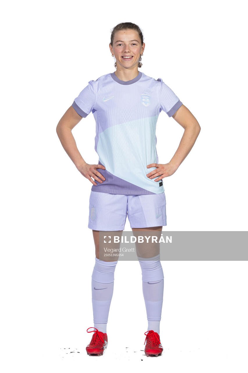 Justine Kielland of the Norwegian women's national football team poses for a portrait on February 18, 2025 in Toulouse. 