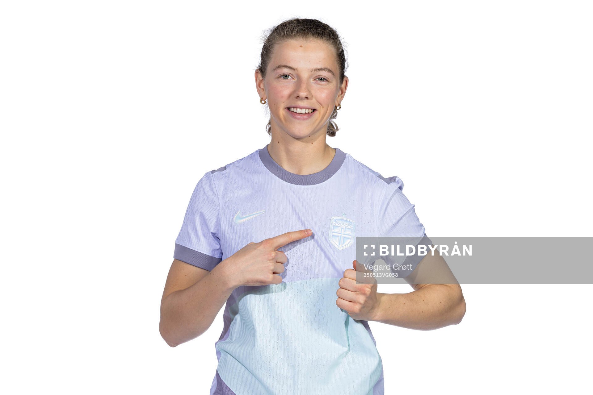 Justine Kielland of the Norwegian women's national football team poses for a portrait on February 18, 2025 in Toulouse. 