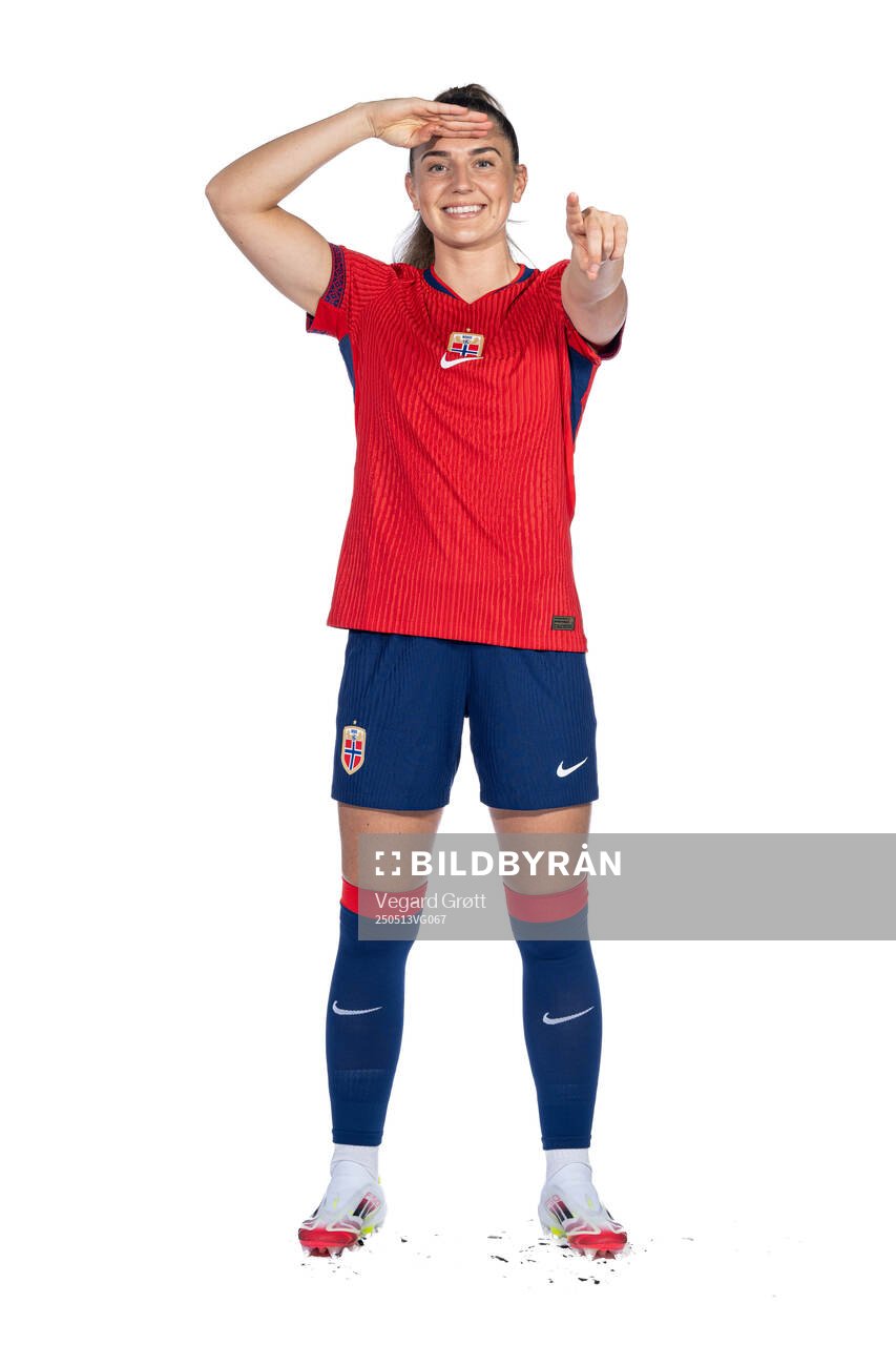 Vilde Bøe Risa of the Norwegian women's national football team poses for a portrait on February 18, 2025 in Toulouse. 