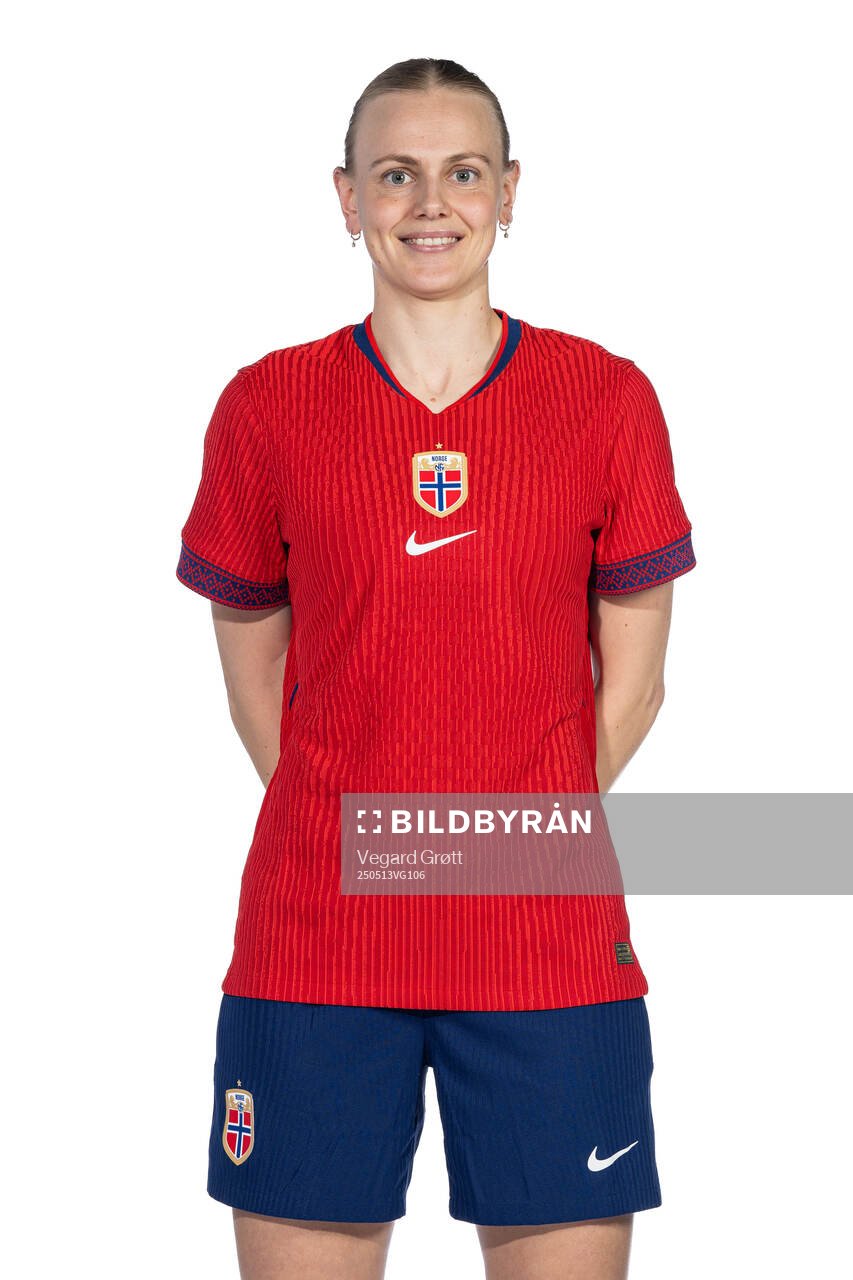 Karina Sævik of the Norwegian women's national football team poses for a portrait on February 18, 2025 in Toulouse. 
