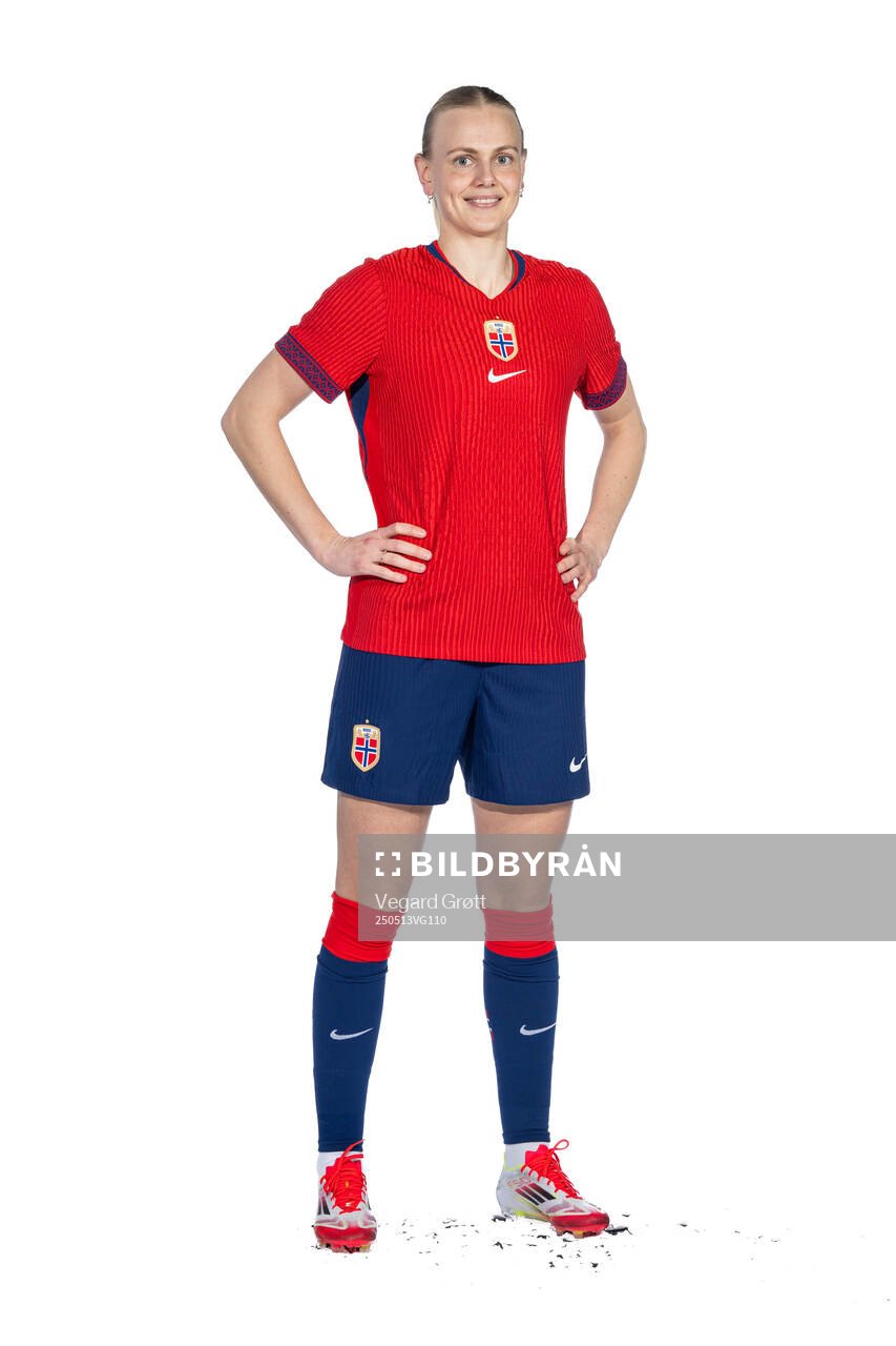 Karina Sævik of the Norwegian women's national football team poses for a portrait on February 18, 2025 in Toulouse. 