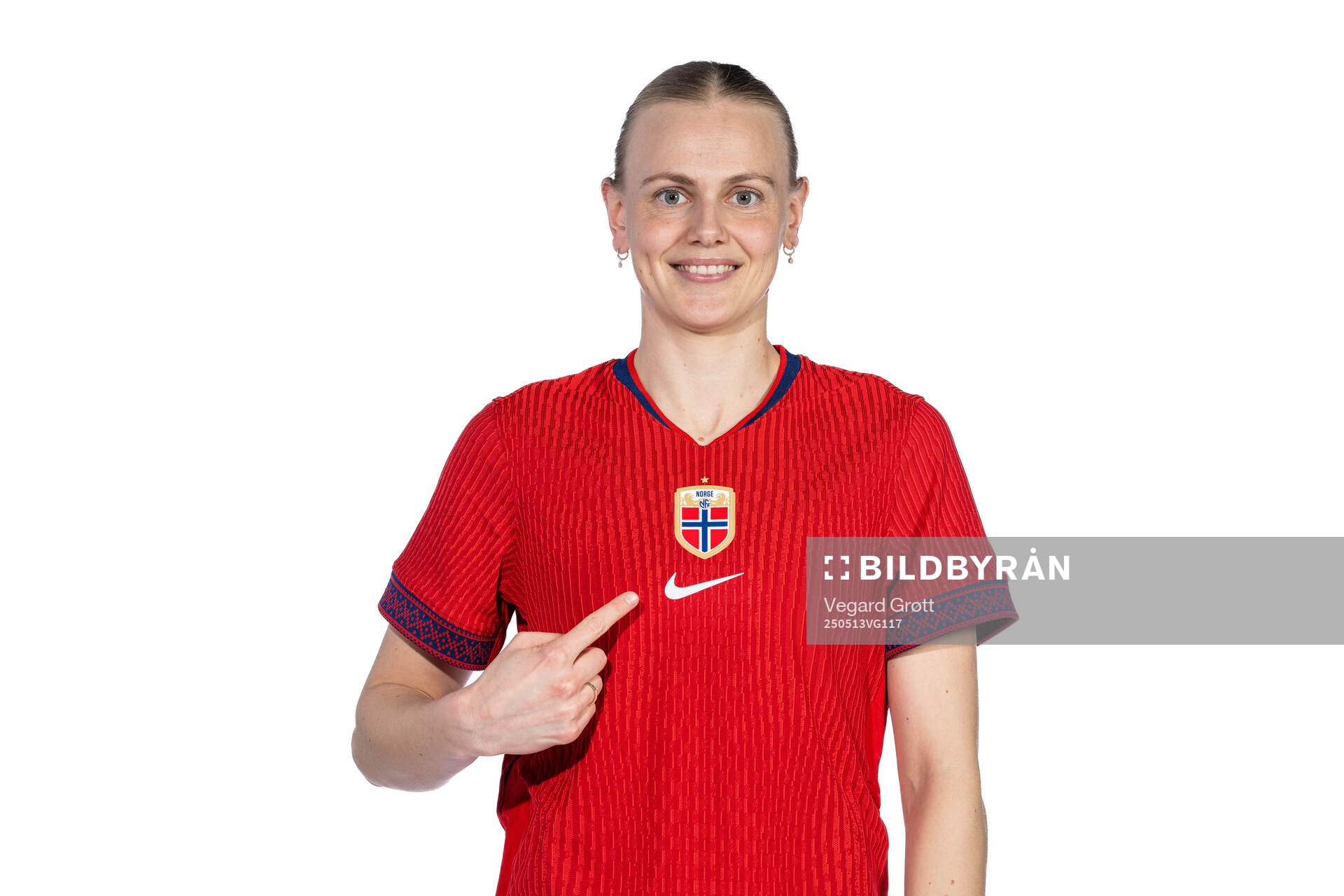 Karina Sævik of the Norwegian women's national football team poses for a portrait on February 18, 2025 in Toulouse. 
