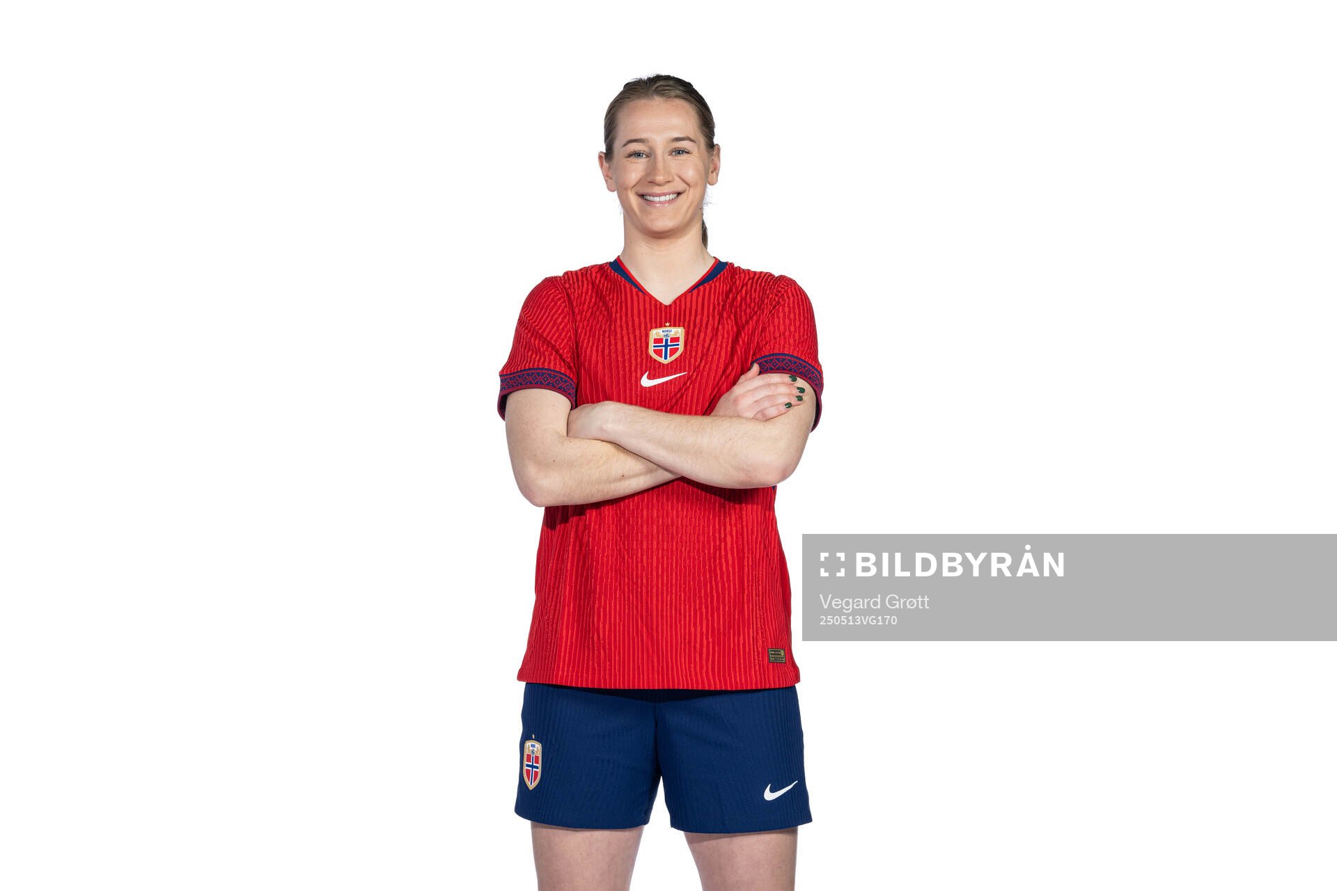 Elisabeth Terland of the Norwegian women's national football team poses for a portrait on February 18, 2025 in Toulouse. 