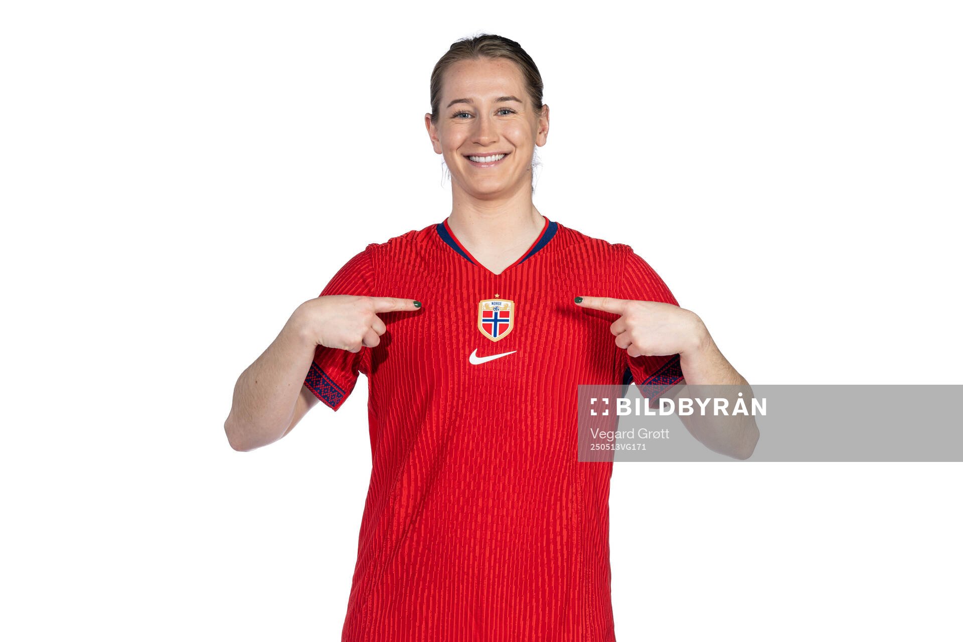 Elisabeth Terland of the Norwegian women's national football team poses for a portrait on February 18, 2025 in Toulouse. 