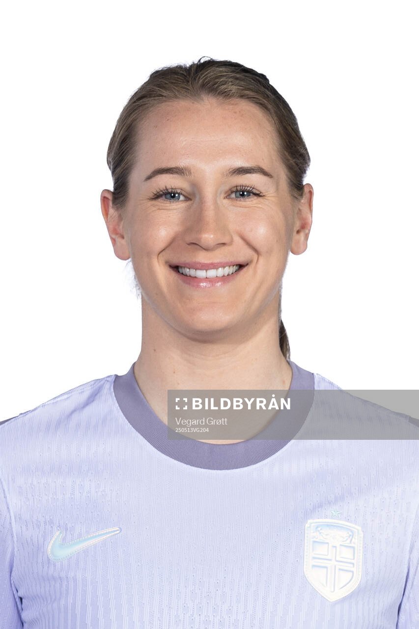 Elisabeth Terland of the Norwegian women's national football team poses for a portrait on February 18, 2025 in Toulouse. 