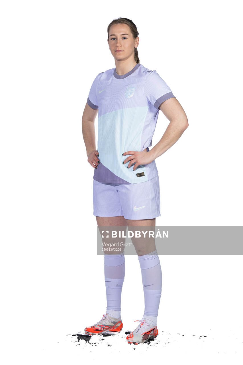 Elisabeth Terland of the Norwegian women's national football team poses for a portrait on February 18, 2025 in Toulouse. 