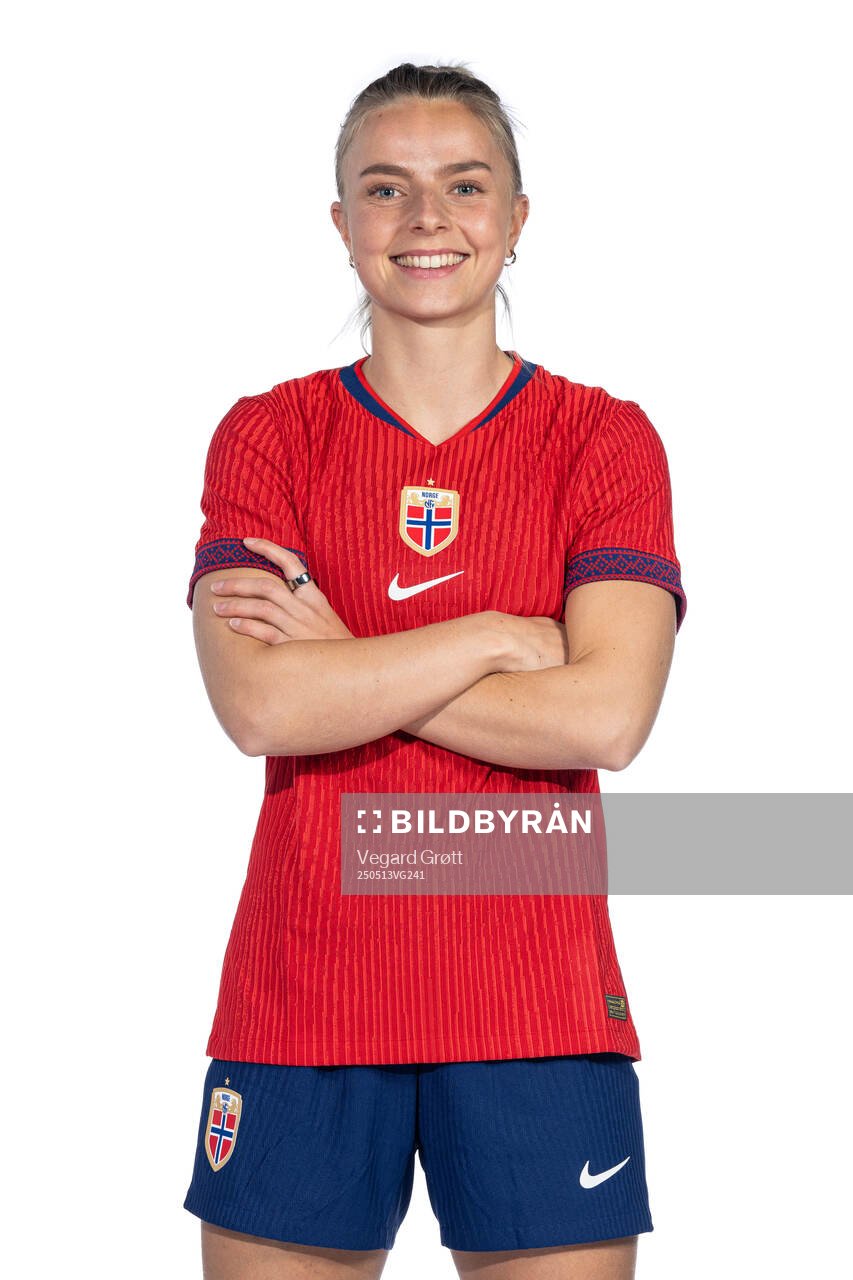 Emilie Woldvik of the Norwegian women's national football team poses for a portrait on February 18, 2025 in Toulouse. 
