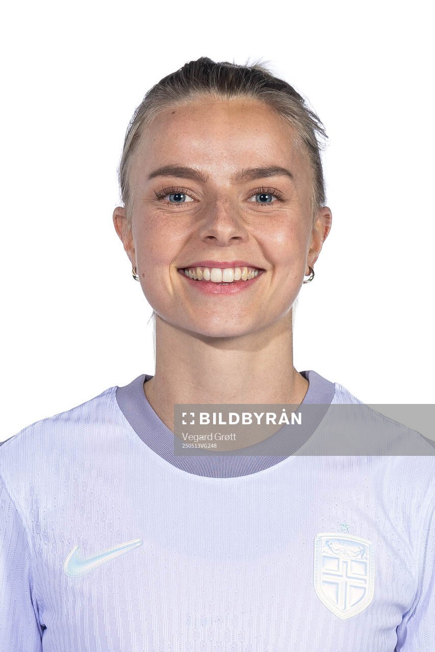 Emilie Woldvik of the Norwegian women's national football team poses for a portrait on February 18, 2025 in Toulouse. 