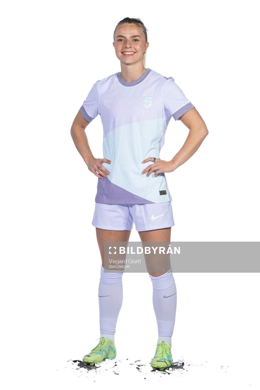 Emilie Woldvik of the Norwegian women's national football team poses for a portrait on February 18, 2025 in Toulouse. 