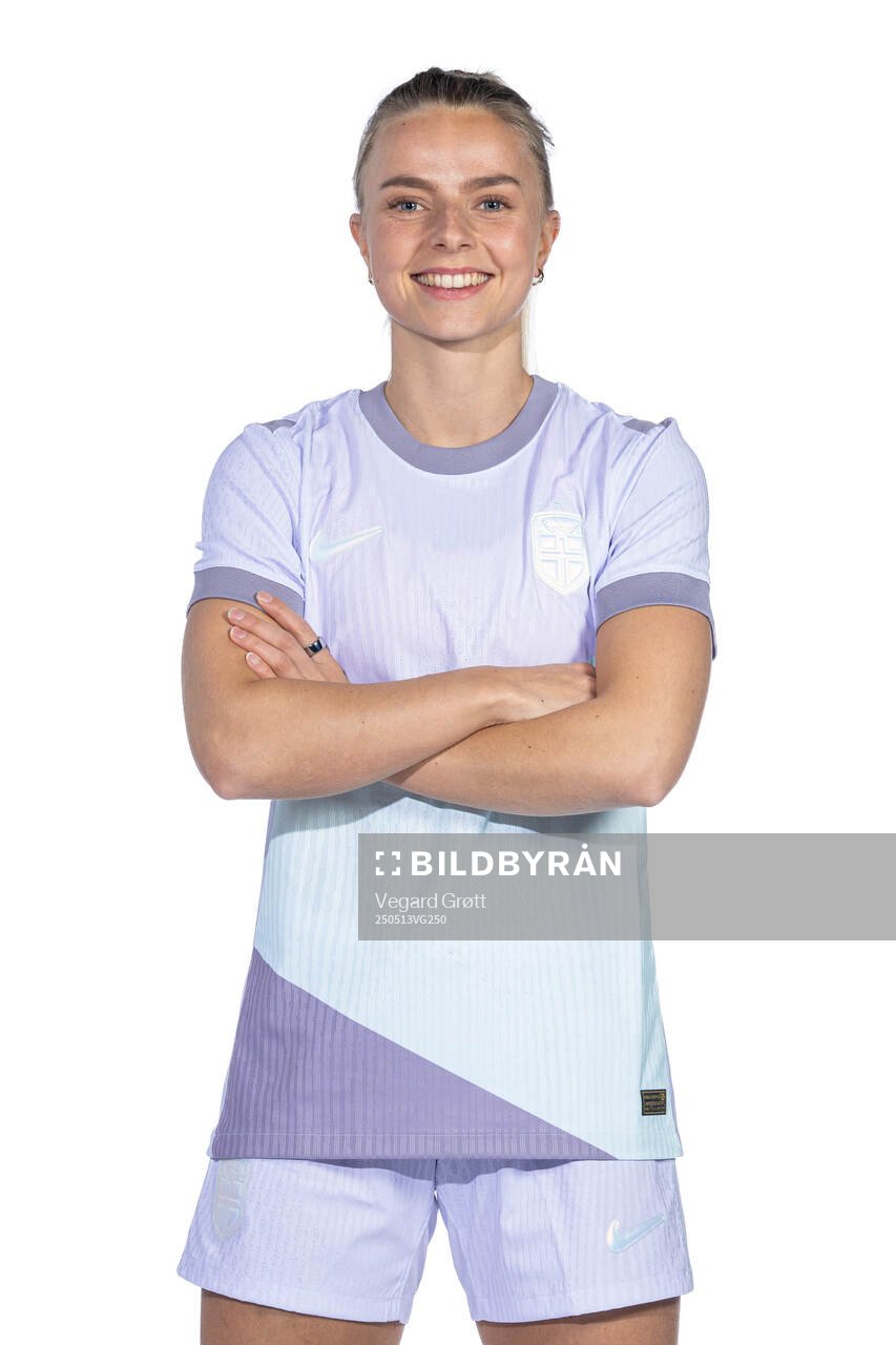 Emilie Woldvik of the Norwegian women's national football team poses for a portrait on February 18, 2025 in Toulouse. 