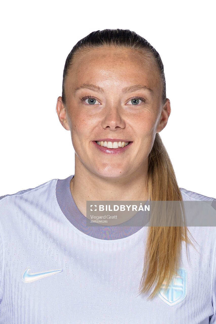 Synne Sofie Kinden Jensen of the Norwegian women's national football team poses for a portrait on April 6, 2025 in Oslo. 