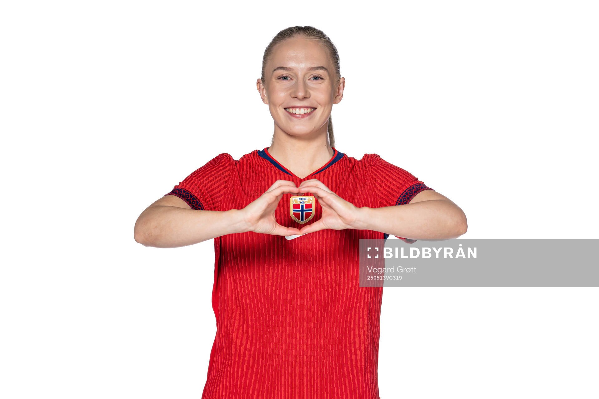Thea Bjelde of the Norwegian women's national football team poses for a portrait on April 6, 2025 in Oslo. 