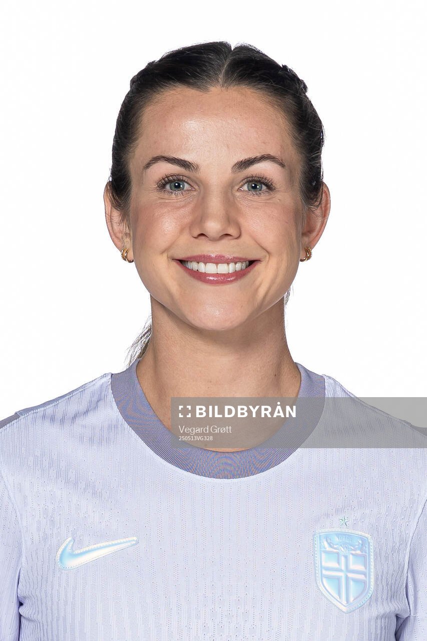 Tuva Hansen of the Norwegian women's national football team poses for a portrait on April 6, 2025 in Oslo. 