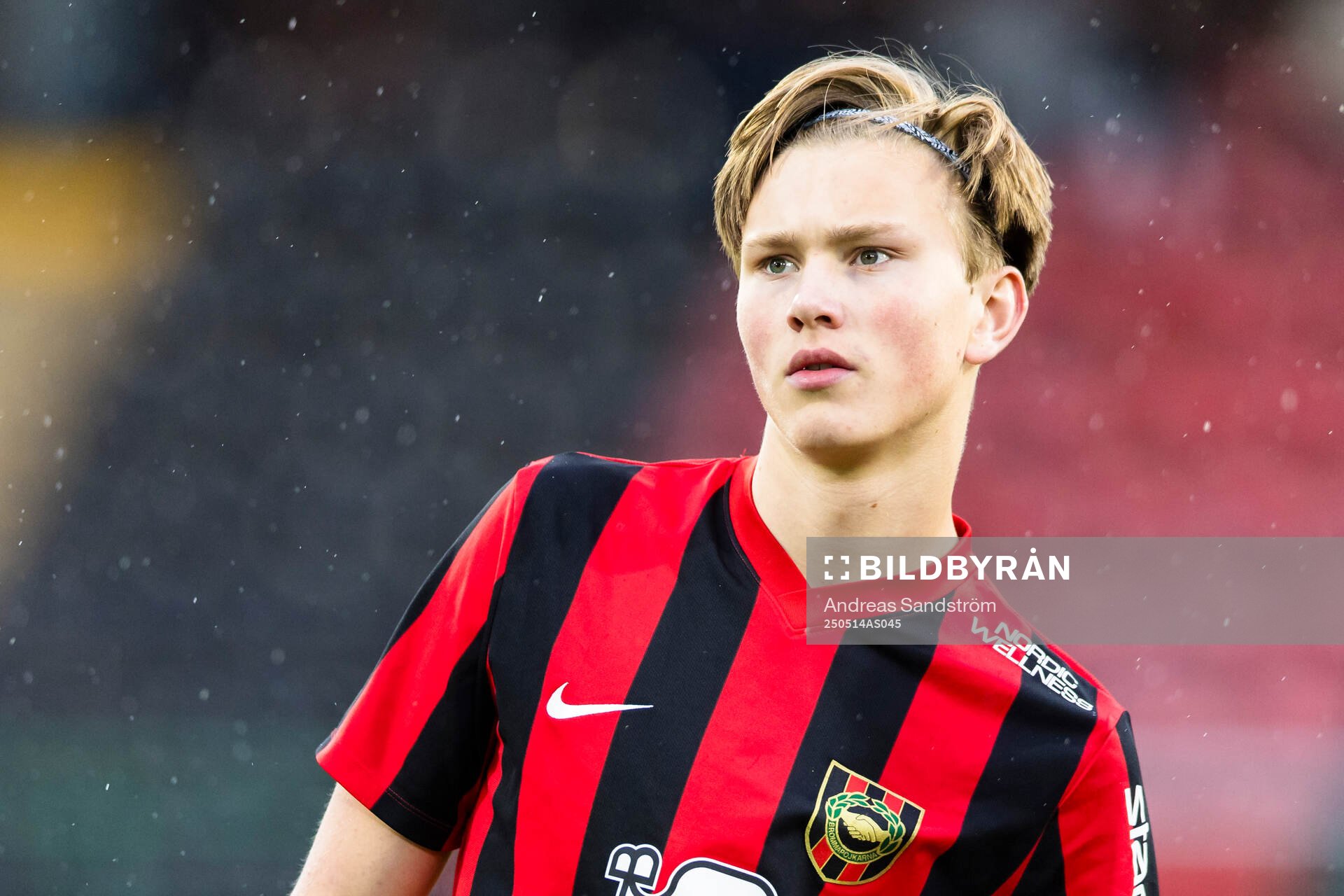 Brommapojkarnas Edgar Backteman under finalen i ligacupen för P17 mellan Brommapojkarna och IFK Norrköping den 14 maj 2025 i Stockholm.