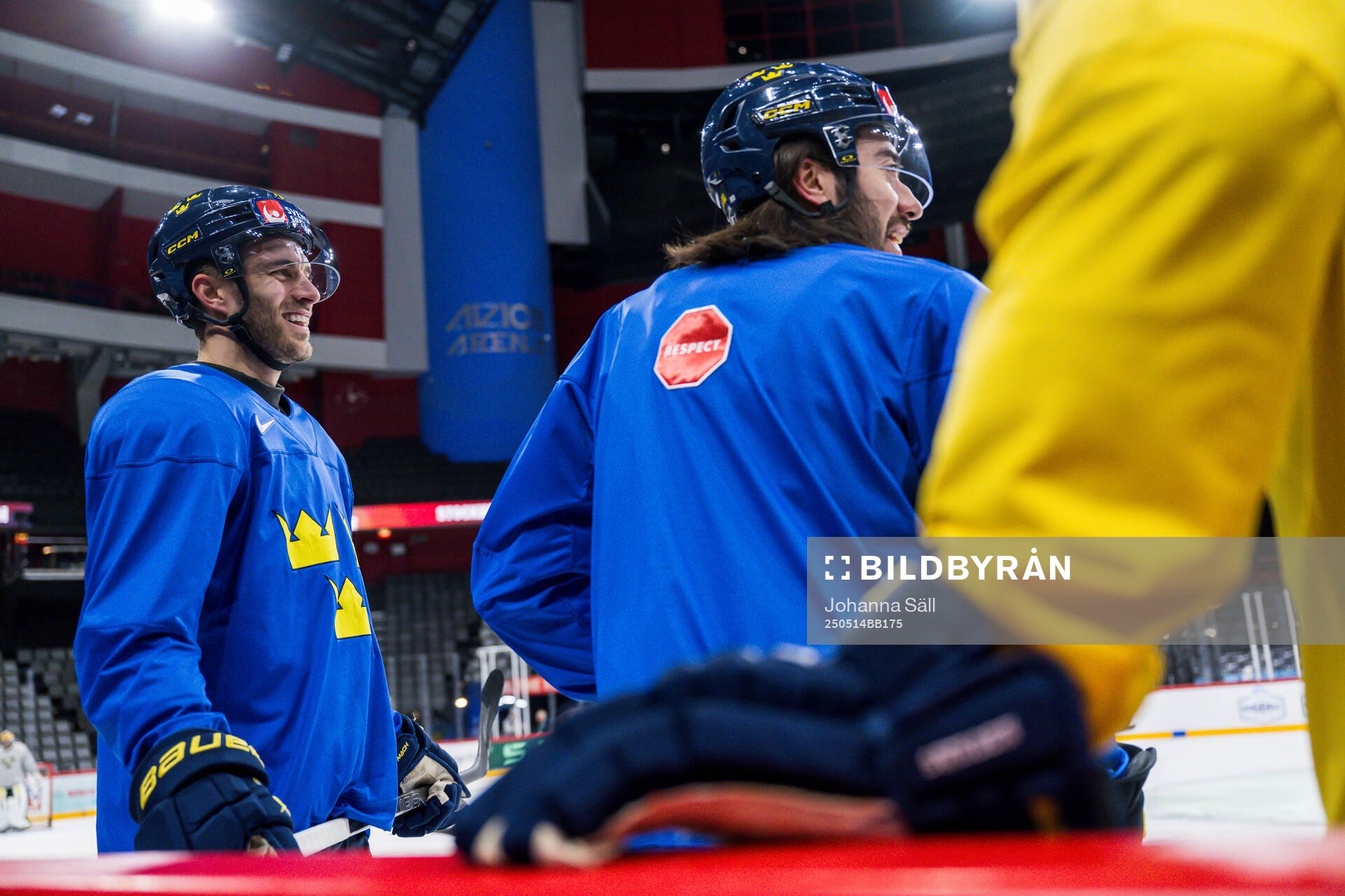 Alexander Wennberg and Mika Zibanejad of Sweden at a